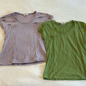 Pair of Ibex Tees lavender and green (M)